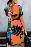 Color Block Printed Scoop Tee Dress - Mislish