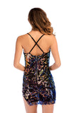 Colorful Strappy V-neck Sequin Mini Dress - Mislish