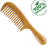 Green Sandalwood Wide Tooth Aroma Handmade Hair Comb - Mislish