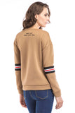 Contrast Striped Side Letter Embroidered Sweatshirt - Mislish