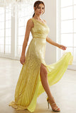 Daffodil One Shoulder A-Line Prom Gown Evening Dress