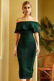 Dark Green Off-the-Shoulder Cocktail Prom Bandage Dress