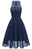 Black A-line Lace Midi Sleeveless Prom Dress - Mislish