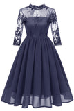 Dark Navy Cut Out A-line Homecoming Dress With Appliques