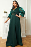 Plus Size Dark Green A-Line Plunging Formal Prom Dresses