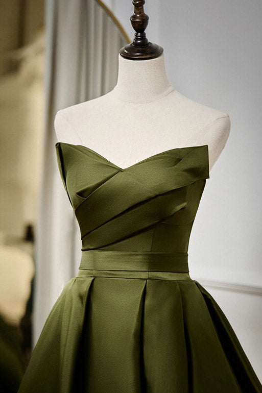 Dark Green Strapless Lace Up Formal Gown Evening Dress