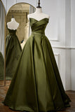 Dark Green Strapless Lace Up Formal Gown Evening Dress