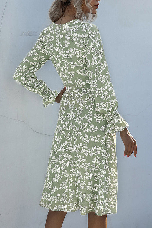 Ditsy Floral Empire Long Sleeve Dress