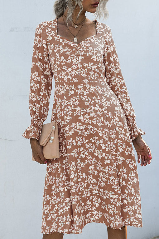 Ditsy Floral Empire Long Sleeve Dress