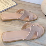 Square Head Open-toe Flat Sandal Slippers - Mislish