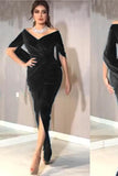 Elegant Velvet V-Neck Evening Gown Formal Dress