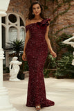 Elegant Burgundy Sparkle Formal Dress Evening Gown