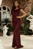 Elegant Burgundy Sparkle Formal Dress Evening Gown