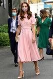 Elegant Kate Middleton Pink Midi A-Line Dress