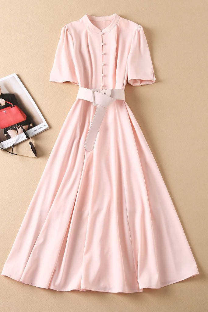 Elegant Kate Middleton Pink Midi A-Line Dress