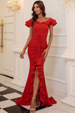 Elegant Red Mermaid Formal Dress Evening Gown