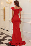 Elegant Red Mermaid Formal Dress Evening Gown