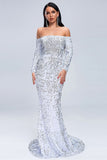Elegant Royal Blue Sequins Prom Evening Dress