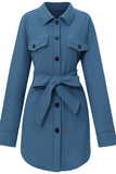 Fashion Women Belted Button Long Sleeves Coat 