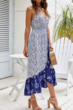Floral Asymmetric Ruffled Vacation Cami Dress - Mislish