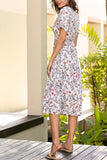 Floral Print Slit Vacation Wrap Dress - Mislish
