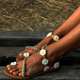Flower Decor Flats Open-toe Sandals - Mislish