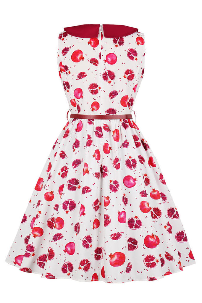 Fruit Print Sleeveless Retro Dress - Mislish