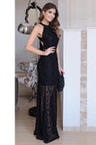 Full Length Black Backless Evening Gown 