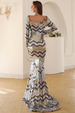 Full Length Long Sleeves Sequins Formal Gown Evening Dress
