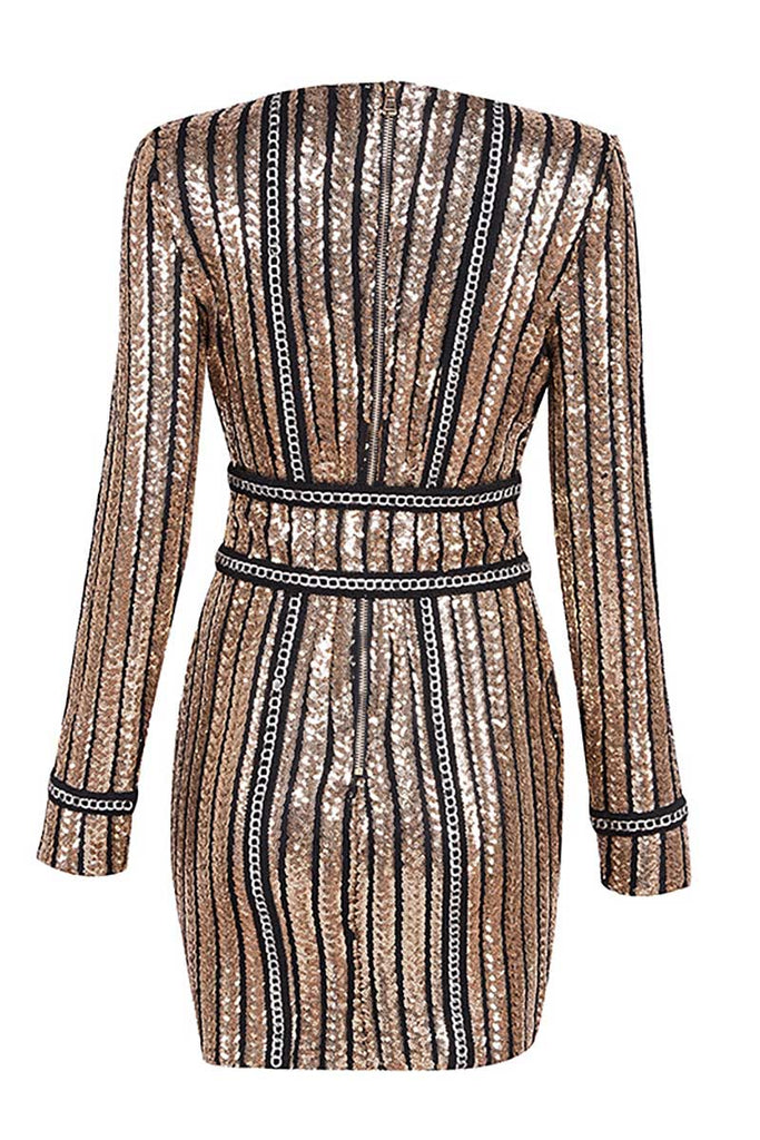 Gold Sequin Short Bodycon Dress With Long Sleeves Mislish Gold Sequin Short Bodycon Dress With Long Sleeves Mislish