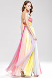 Gorgeous Color Block Spaghetti Straps Prom Dress Evening Gown