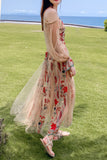Gorgeous Nude Embroidered Prom Gown Evening Dress