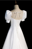 Gorgeous White A-Lin Backless Wedding Dress
