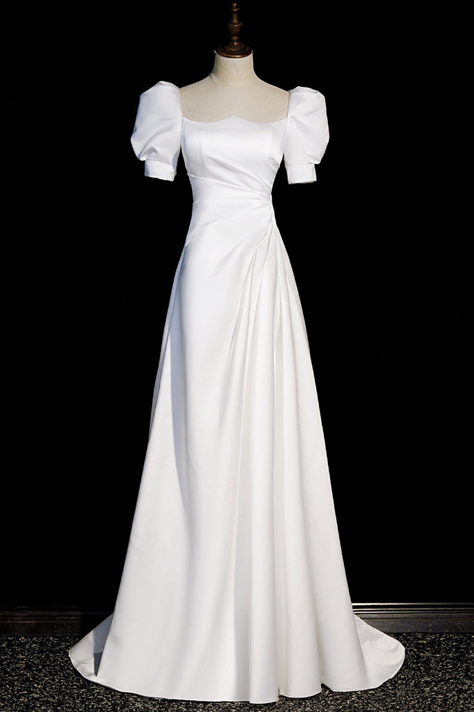 Gorgeous White A-Lin Backless Wedding Dress