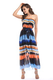 Gradient Strapless Backless Lace-up Maxi Dress - Mislish