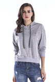 Gray Drawstring Sweatshirt With Chest Pockets - Mislish