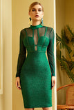 Green Long Sleeve Sparkly Party Bandage Dresses