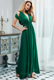 Green A-Line Backless Prom Gown Evening Dress