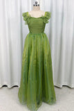 Green A-Line Prom Gown Evening Dress