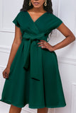 Green A-Line V-Neck Party Homecoming Dress