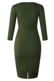 Green Bodycon Long Sleeve Office Formal Dress