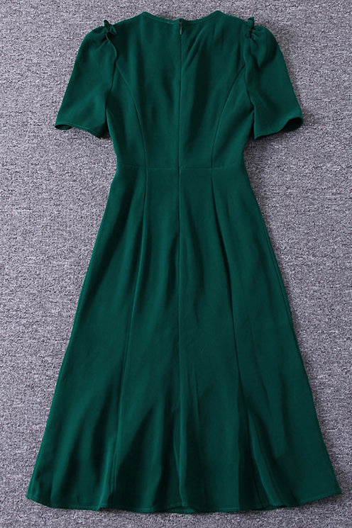 Green Button Down Kate Middleton Short Dress - Mislish