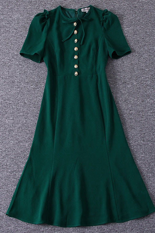 Green Button Down Kate Middleton Short Dress