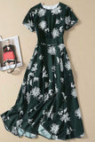 Green Dahlia-Print Kate Middleton Midi Dress