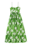 Green Spaghetti Straps Print Maxi Dresses