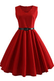 Hepburn Solid A-line Sleeveless Dress - Mislish
