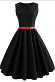 Hepburn Solid A-line Sleeveless Dress - Mislish