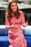 Kate Middleton 2021 Red Floral Midi Dress