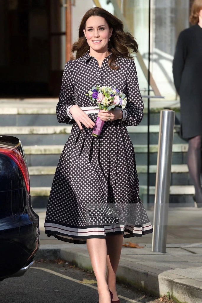 Kate Middleton Black A-Line Knee Length Dress