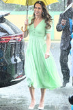 Celebrity Inspired 2022 Mint A-Line Dress Kate Middleton 